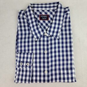 Untuckit Belleza Womens 10 Navy Gingham Check Long Sleeve‎ Button Up Casual NWT